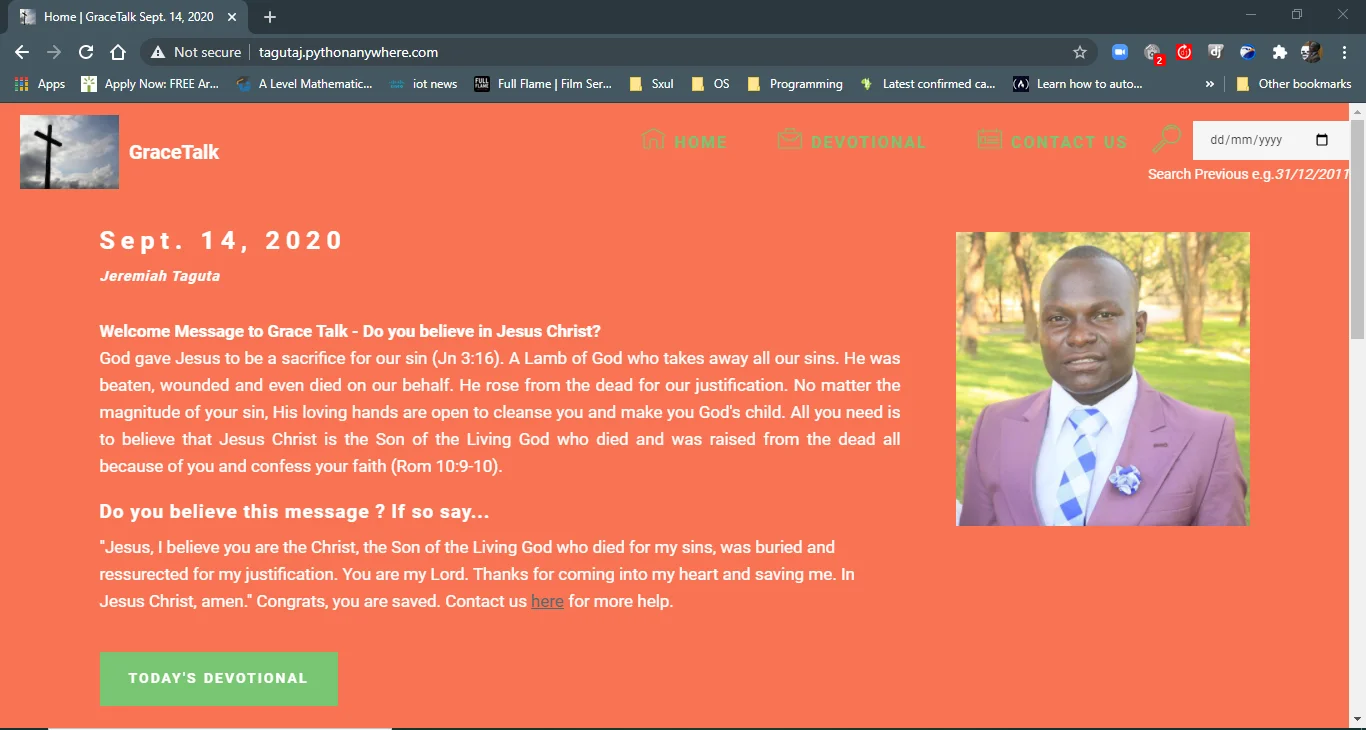 GraceTalk by Jeremiah Taguta, Software Engineer.