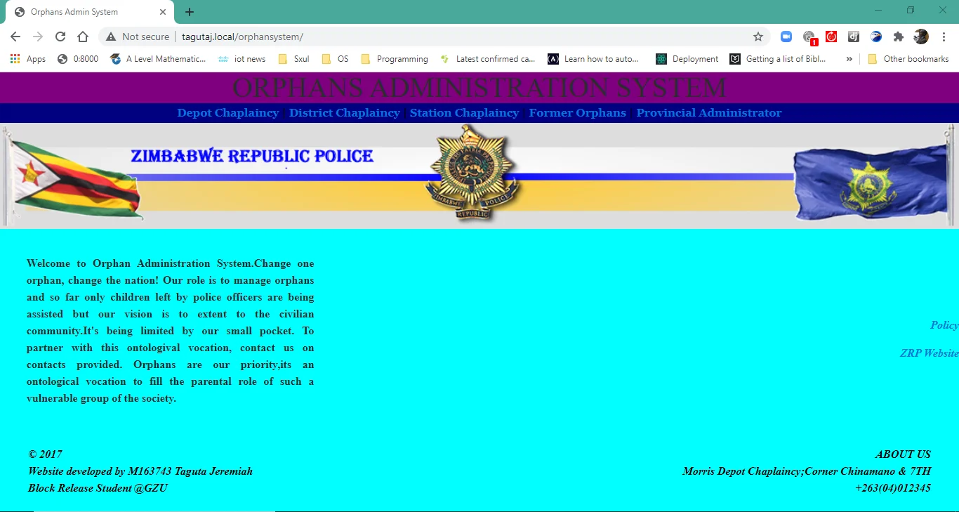 Orphan Admin System by Jeremiah Taguta, Software Engineer.